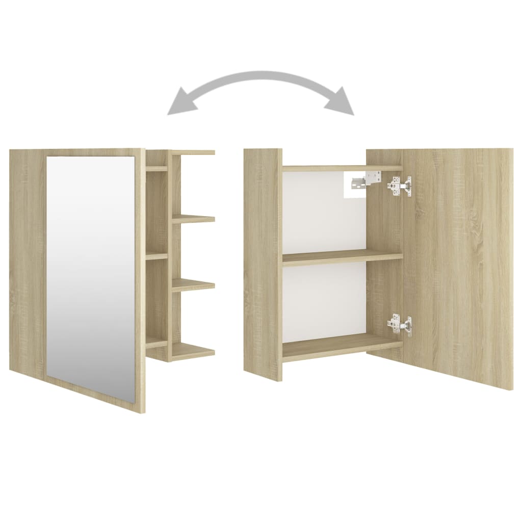 Speilskap Til Baderom Sonoma Eik 62,5X20,5X64 Cm Konstruert Tre