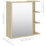 Speilskap Til Baderom Sonoma Eik 62,5X20,5X64 Cm Konstruert Tre