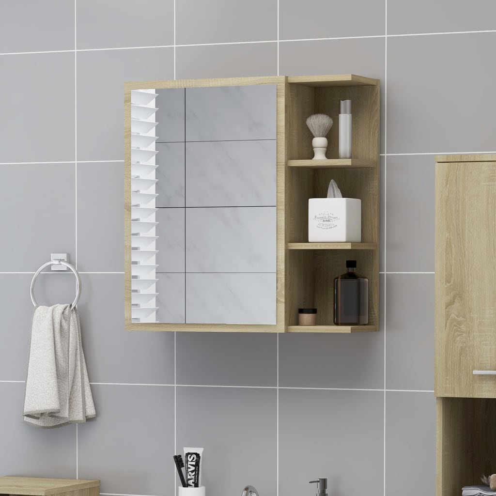 Speilskap Til Baderom Sonoma Eik 62,5X20,5X64 Cm Konstruert Tre