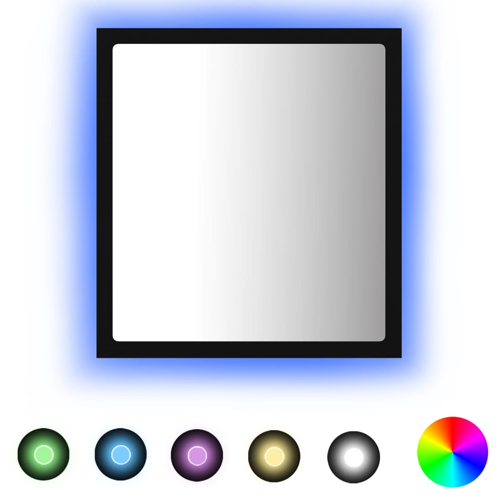 Baderomsspeil Led Svart 40X8,5X37 Cm Akryl