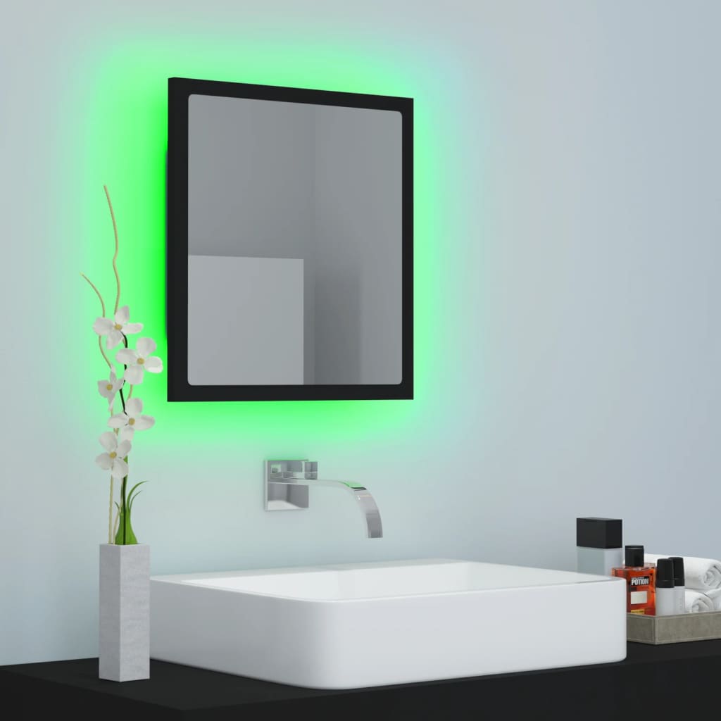 Baderomsspeil Led Svart 40X8,5X37 Cm Akryl