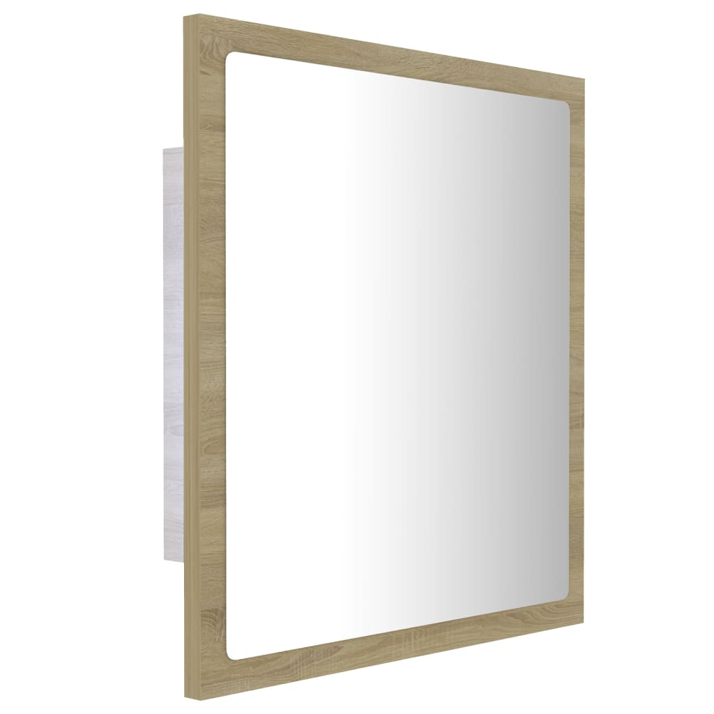 Led-Badespeil Sonoma Eik 40X8,5X37 Cm Akryl