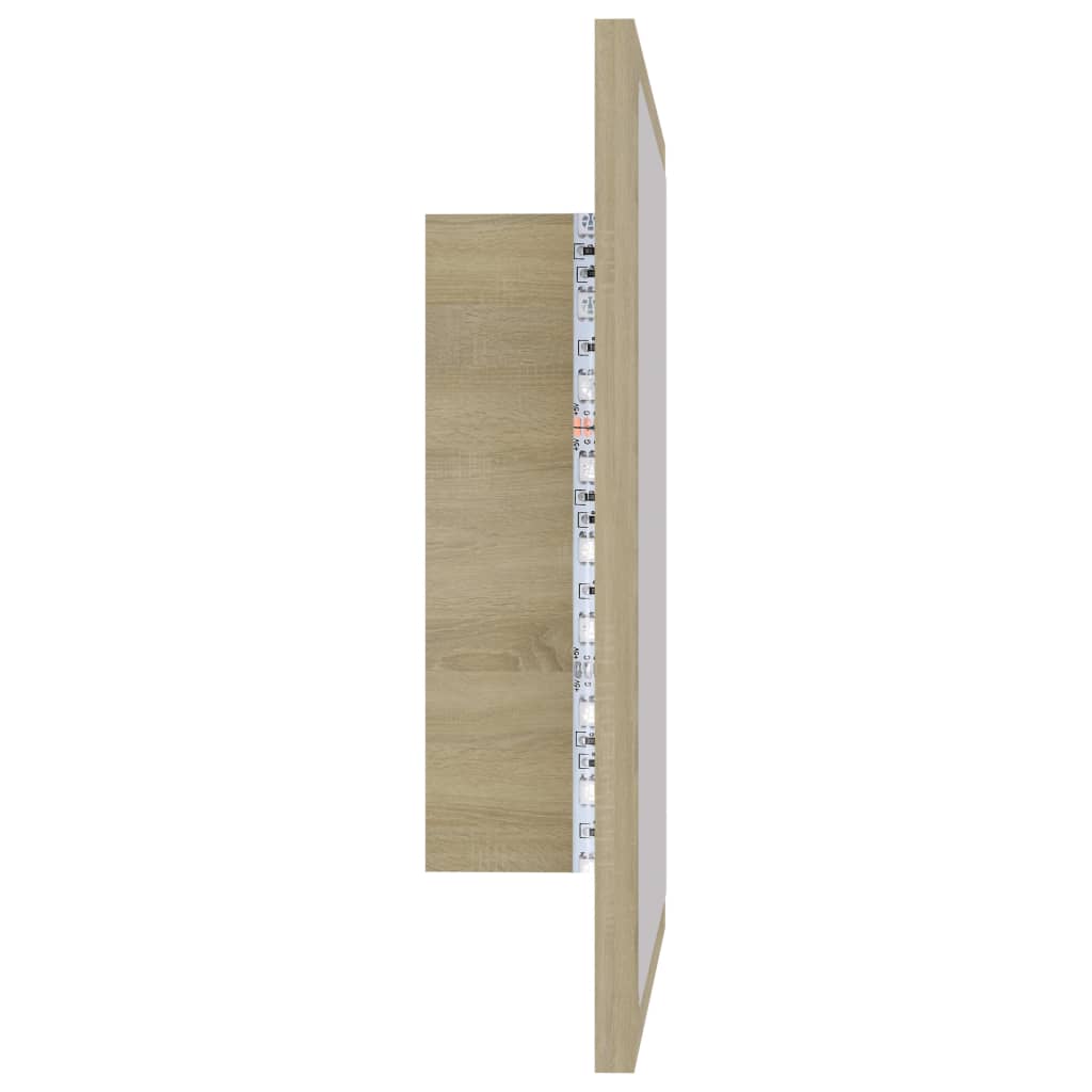 Led-Badespeil Sonoma Eik 40X8,5X37 Cm Akryl