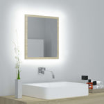 Led-Badespeil Sonoma Eik 40X8,5X37 Cm Akryl