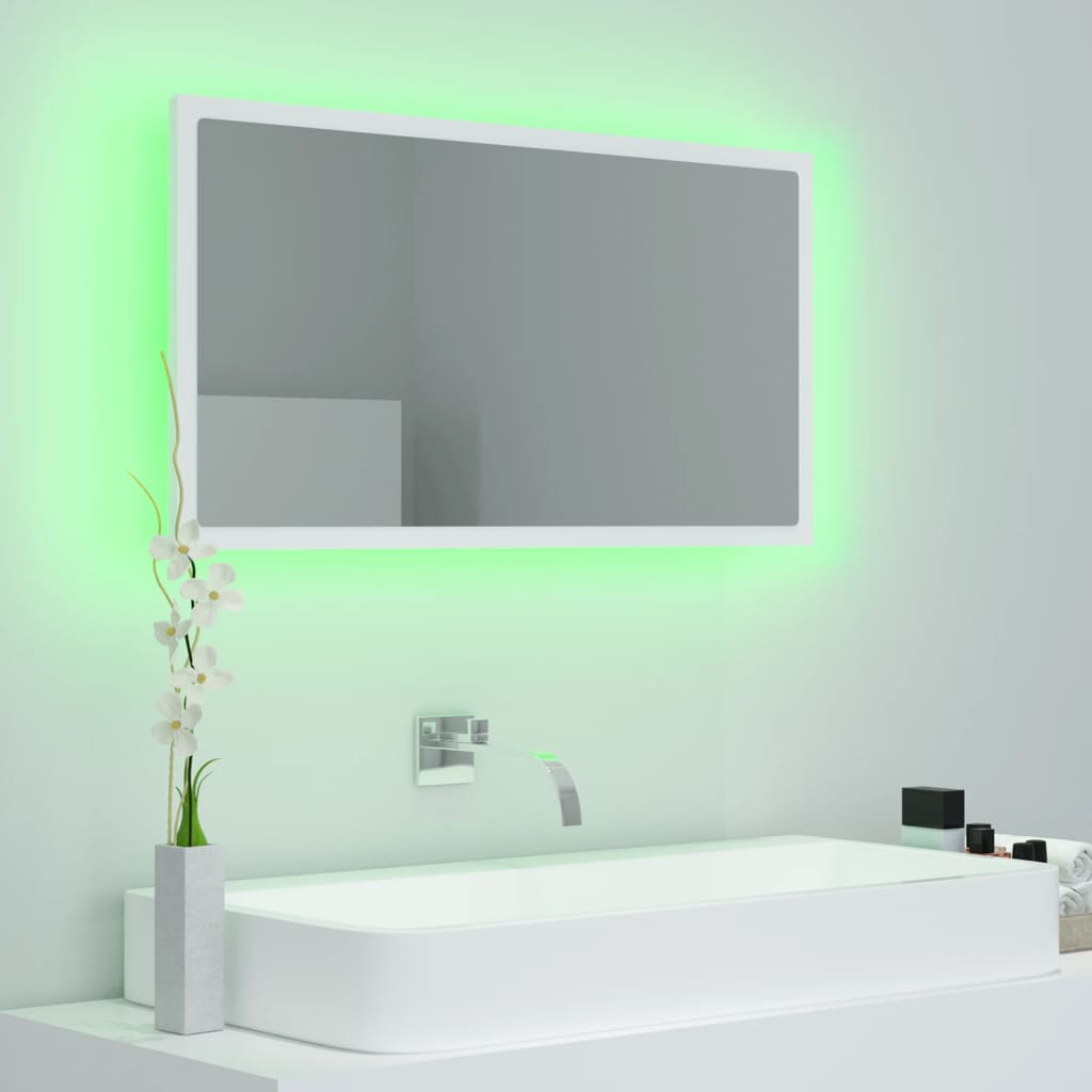 Baderomsspeil Led Hvit 80X8,5X37 Cm Akryl