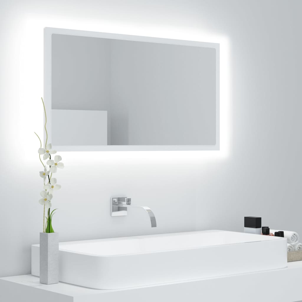 Baderomsspeil Led Hvit 80X8,5X37 Cm Akryl