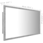 Led-Badespeil Betonggrå 80X8,5X37 Cm Akryl