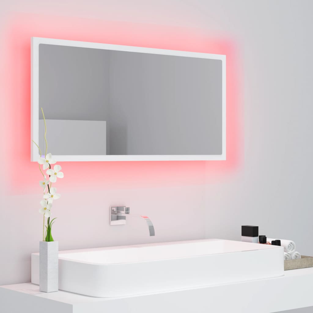 Baderomsspeil Led Hvit 90X8,5X37 Cm Akryl