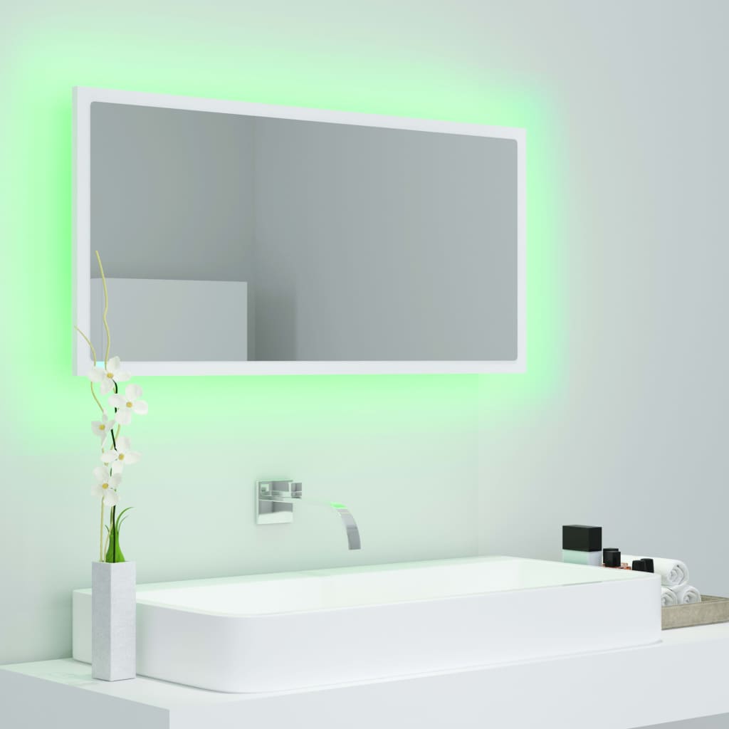 Baderomsspeil Led Hvit 90X8,5X37 Cm Akryl