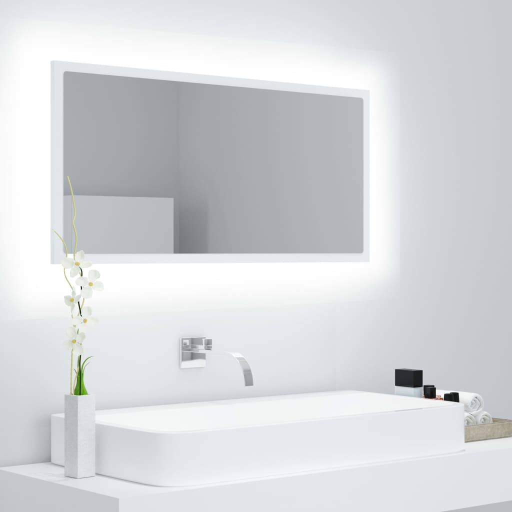 Baderomsspeil Led Hvit 90X8,5X37 Cm Akryl