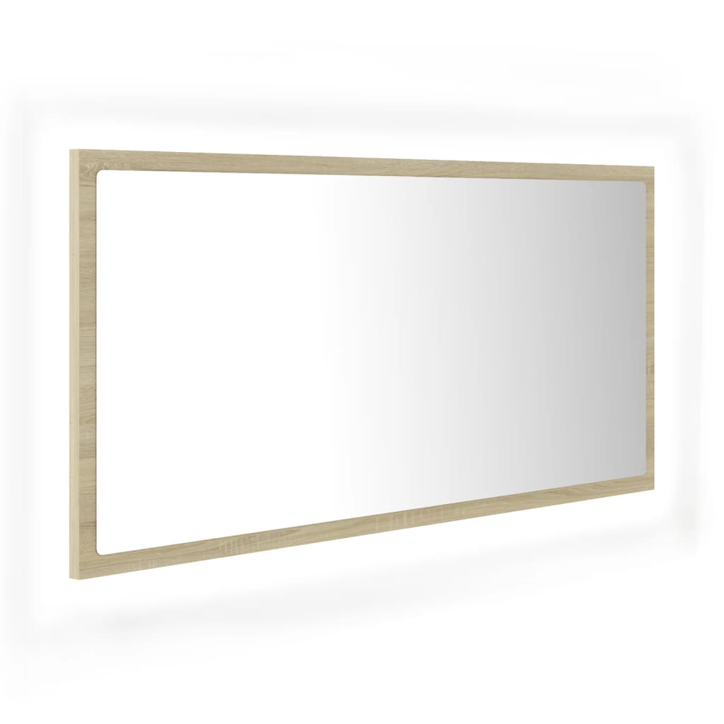 Led-Badespeil Sonoma Eik 90X8,5X37 Cm Akryl