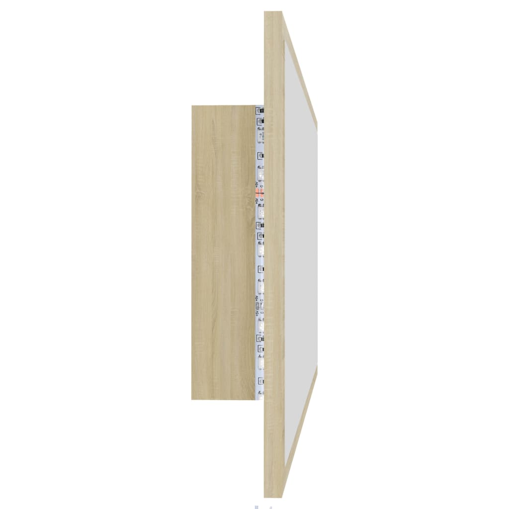 Led-Badespeil Sonoma Eik 90X8,5X37 Cm Akryl