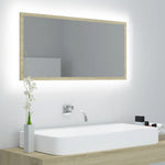 Led-Badespeil Sonoma Eik 90X8,5X37 Cm Akryl