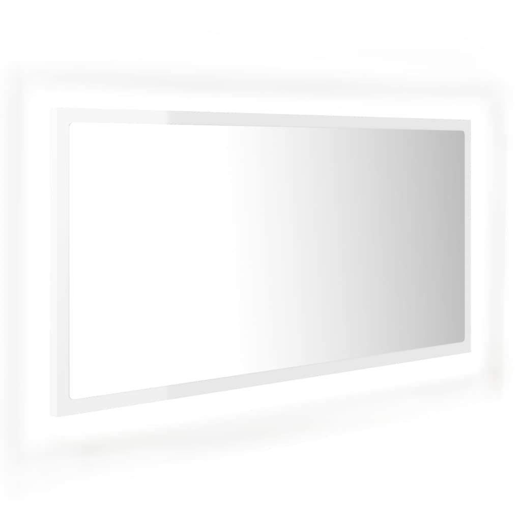 Led-Badespeil Høyglans Hvit 90X8,5X37 Cm Akryl