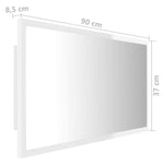 Led-Badespeil Høyglans Hvit 90X8,5X37 Cm Akryl
