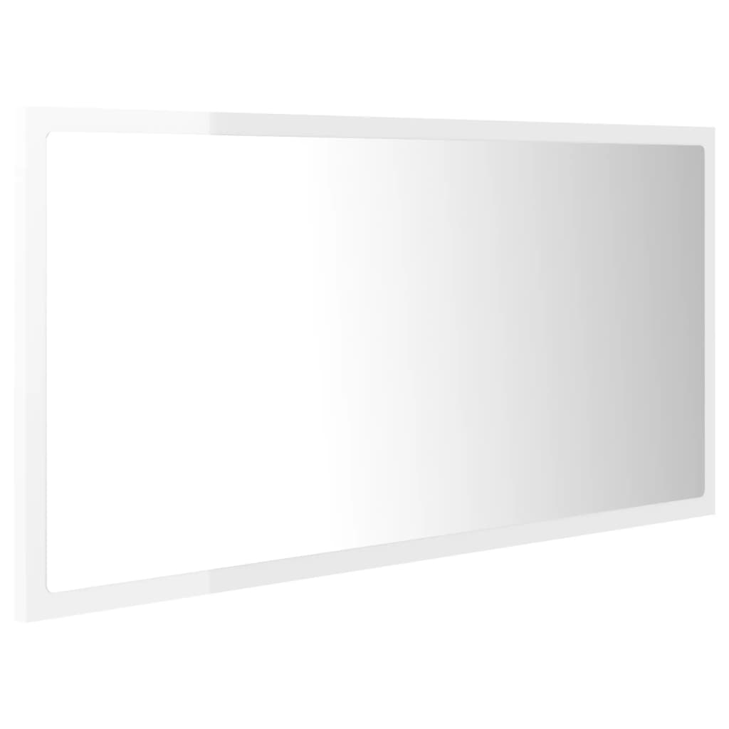 Led-Badespeil Høyglans Hvit 90X8,5X37 Cm Akryl