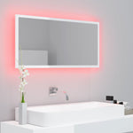 Led-Badespeil Høyglans Hvit 90X8,5X37 Cm Akryl