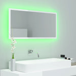 Led-Badespeil Høyglans Hvit 90X8,5X37 Cm Akryl