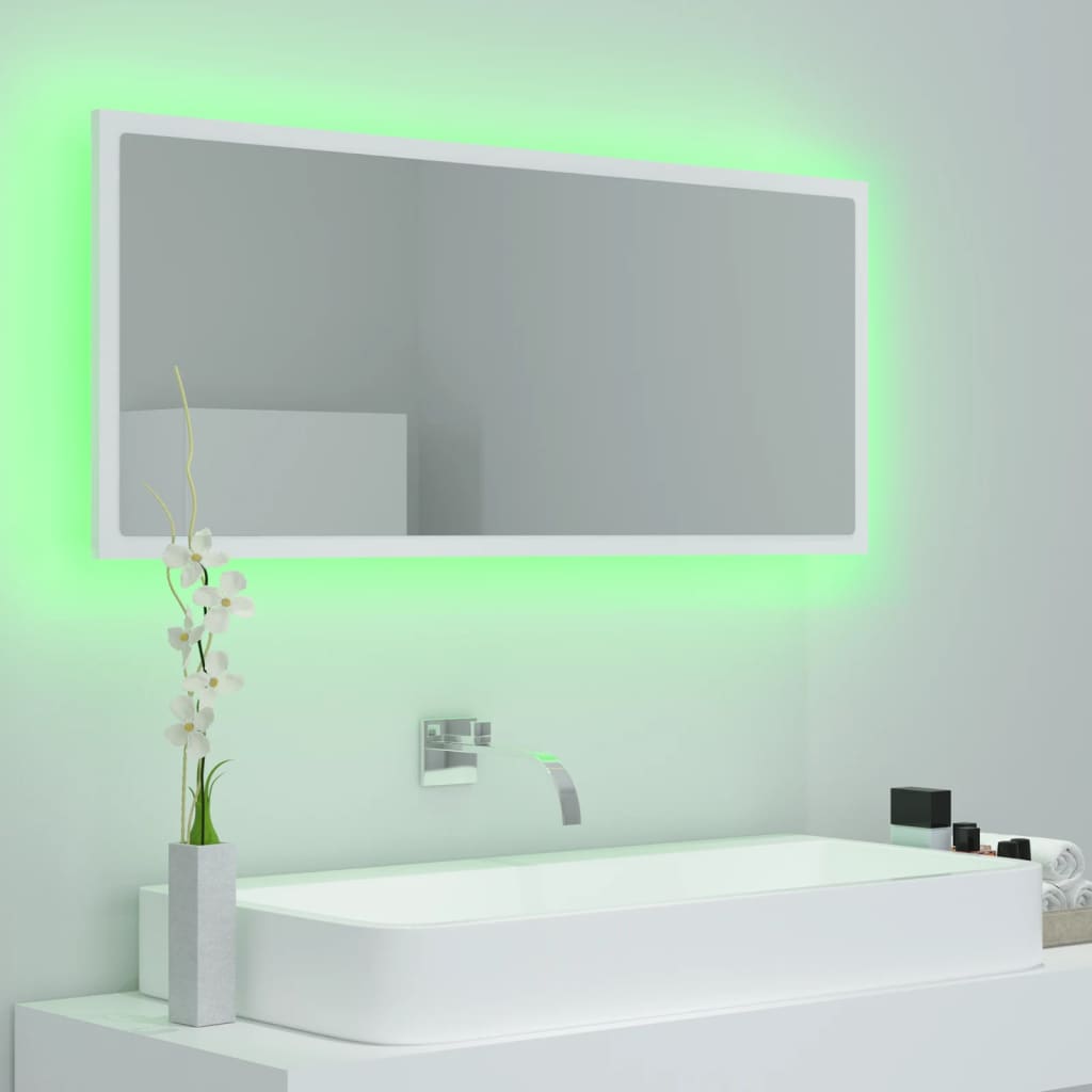 Led-Badespeil Hvit 100X8,5X37 Cm Akryl
