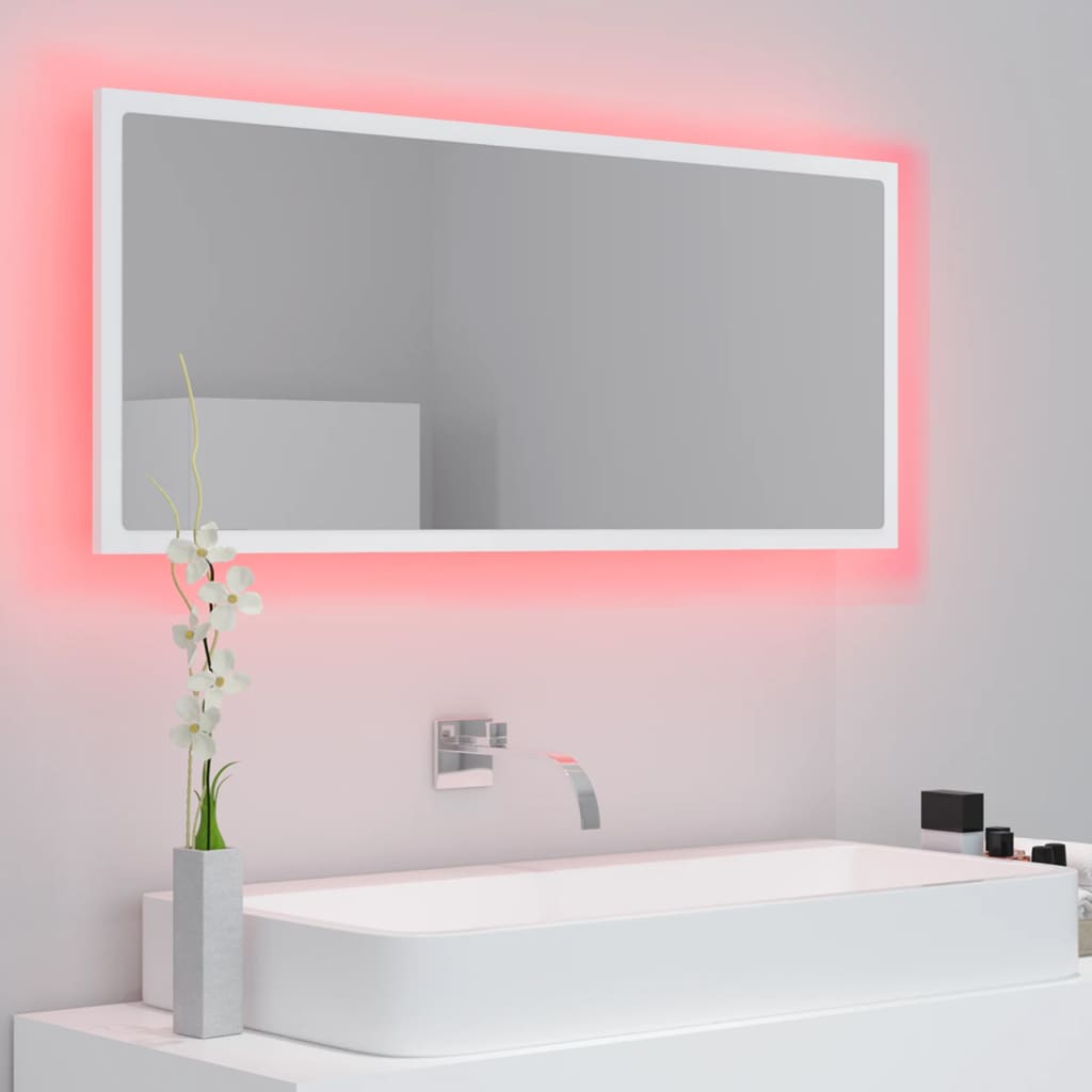 Led-Badespeil Hvit 100X8,5X37 Cm Akryl