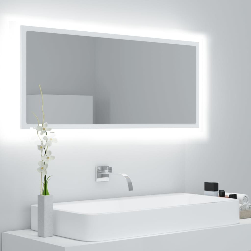 Led-Badespeil Hvit 100X8,5X37 Cm Akryl