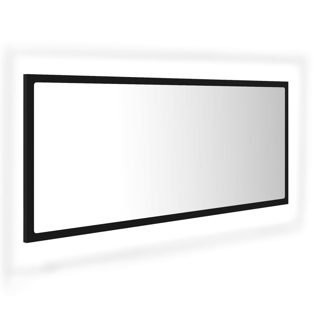 Led-Badespeil Svart 100X8,5X37 Cm Akryl