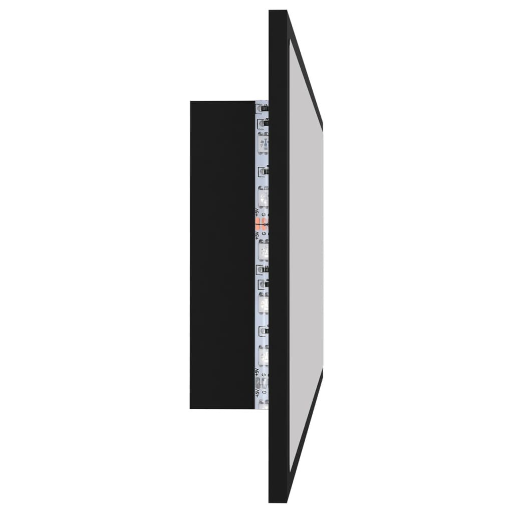 Led-Badespeil Svart 100X8,5X37 Cm Akryl