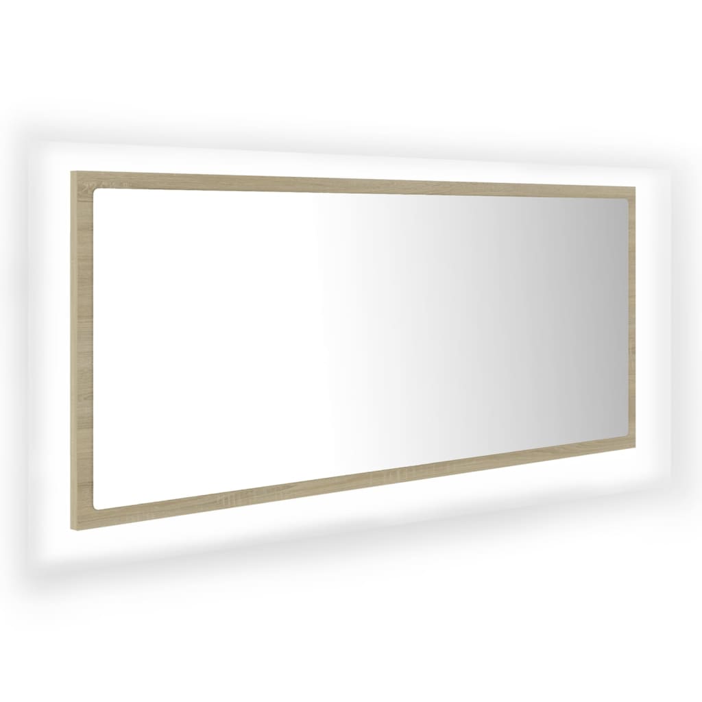 Led-Badespeil Sonoma Eik 100X8,5X37 Cm Akryl