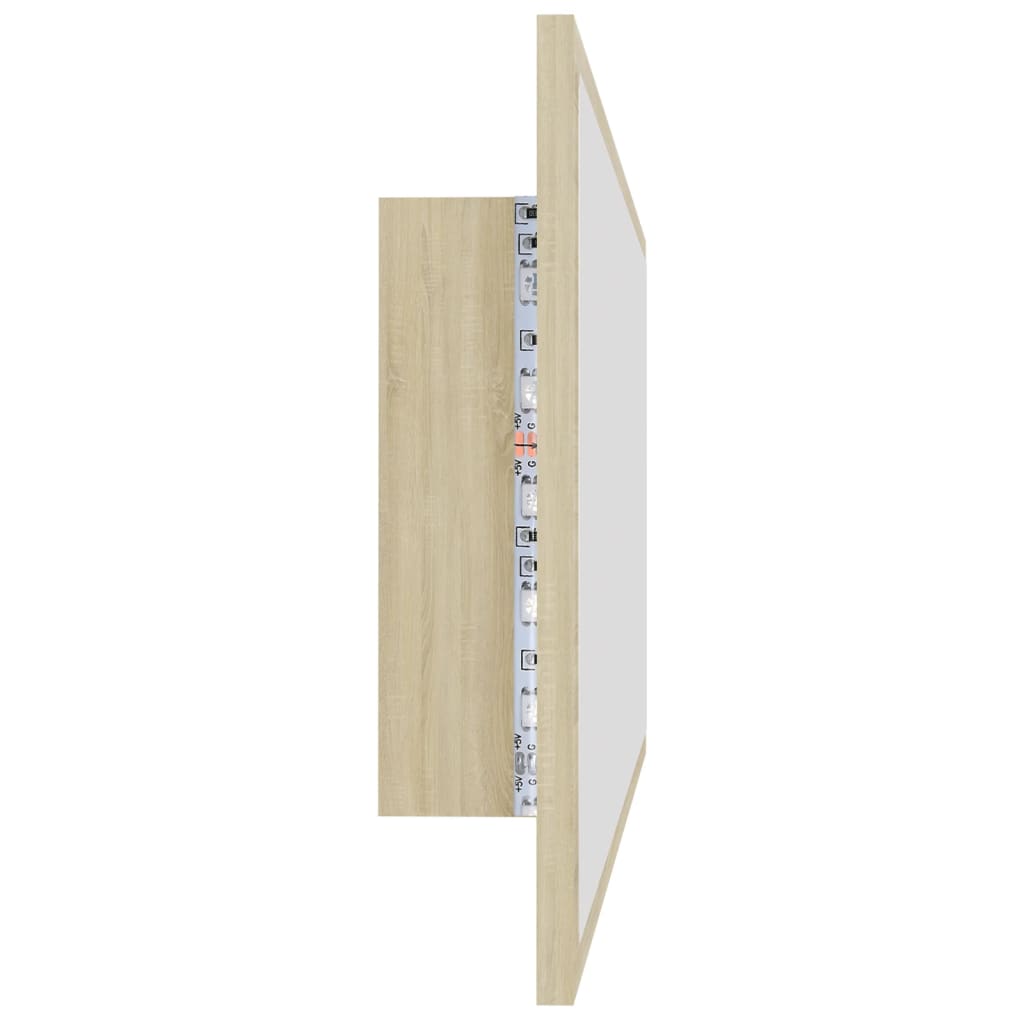 Led-Badespeil Sonoma Eik 100X8,5X37 Cm Akryl
