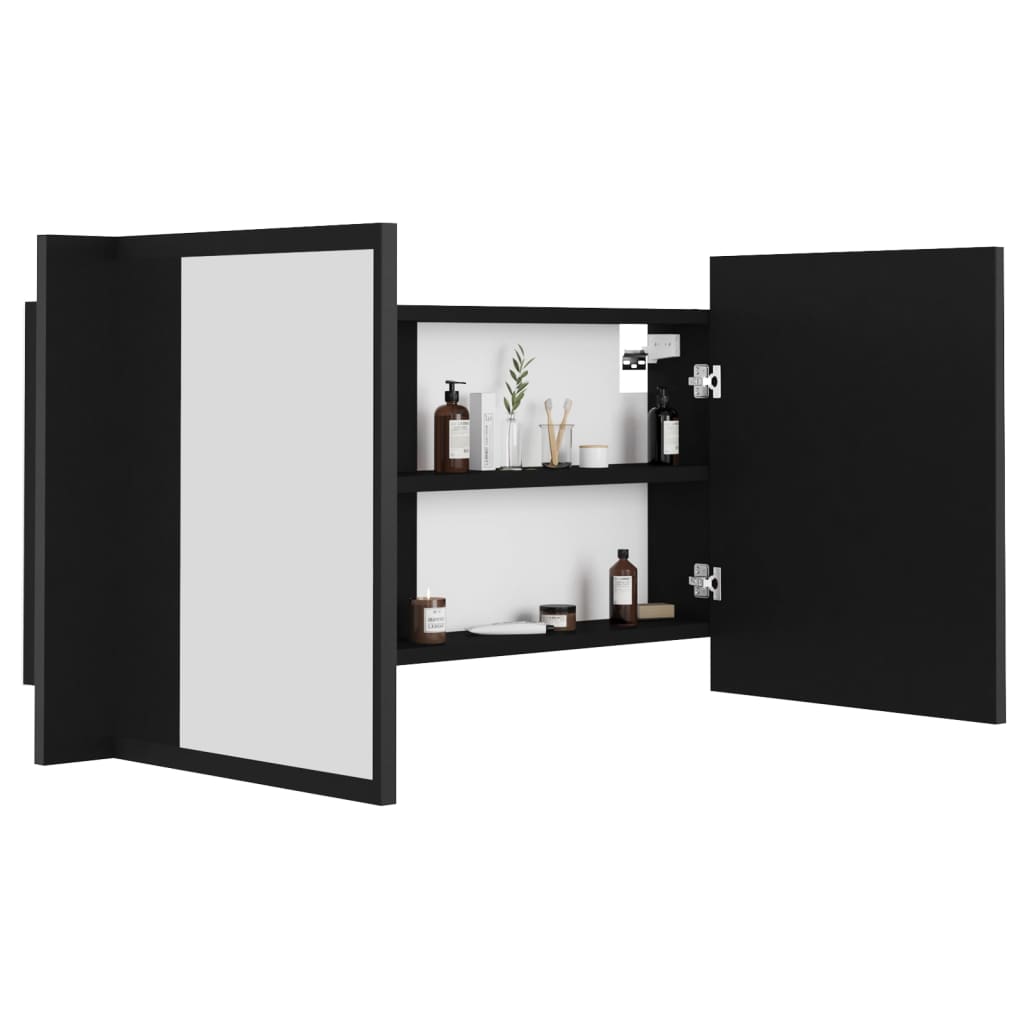Led-Speilskap Til Baderom Svart 90X12X45 Cma Kryl