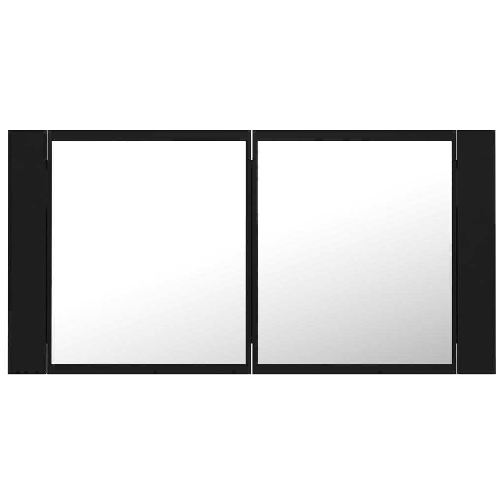 Led-Speilskap Til Baderom Svart 90X12X45 Cma Kryl