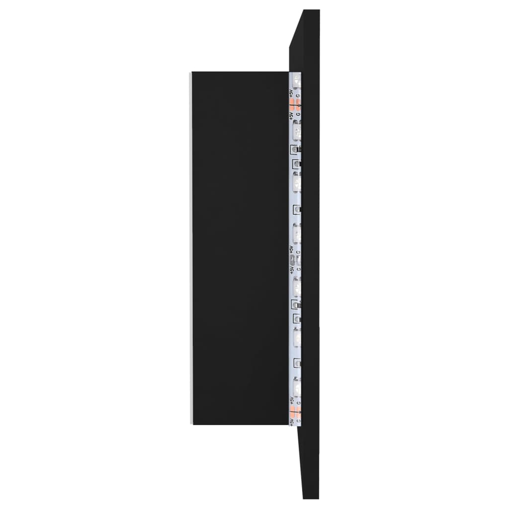 Led-Speilskap Til Baderom Svart 90X12X45 Cma Kryl