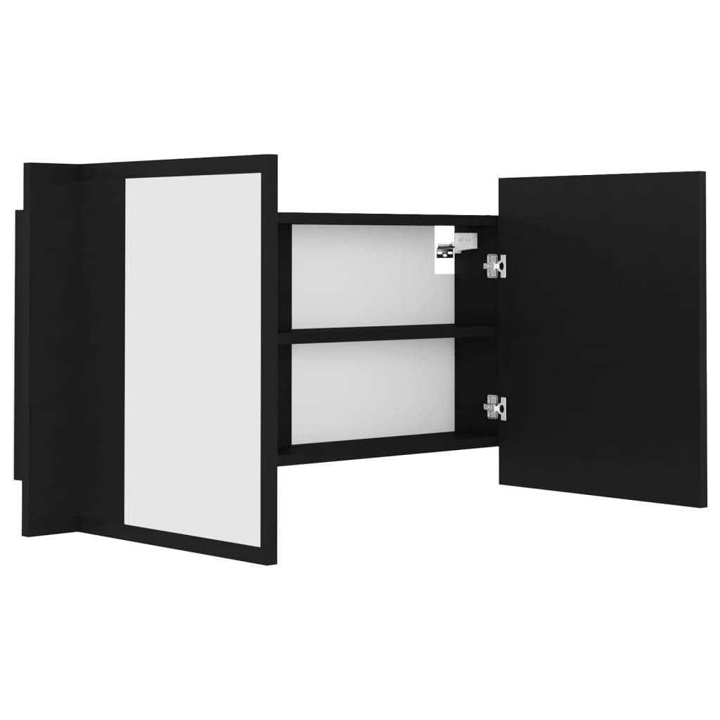 Led-Speilskap Til Baderom Svart 90X12X45 Cma Kryl