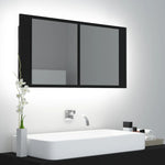 Led-Speilskap Til Baderom Svart 90X12X45 Cma Kryl