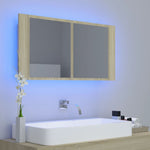 Led-Speilskap Til Baderom Sonoma Eik 90X12X45 Cm Akryl