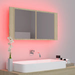 Led-Speilskap Til Baderom Sonoma Eik 90X12X45 Cm Akryl