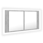 Led-Speilskap Betonggrå 90X12X45 Cm Akryl