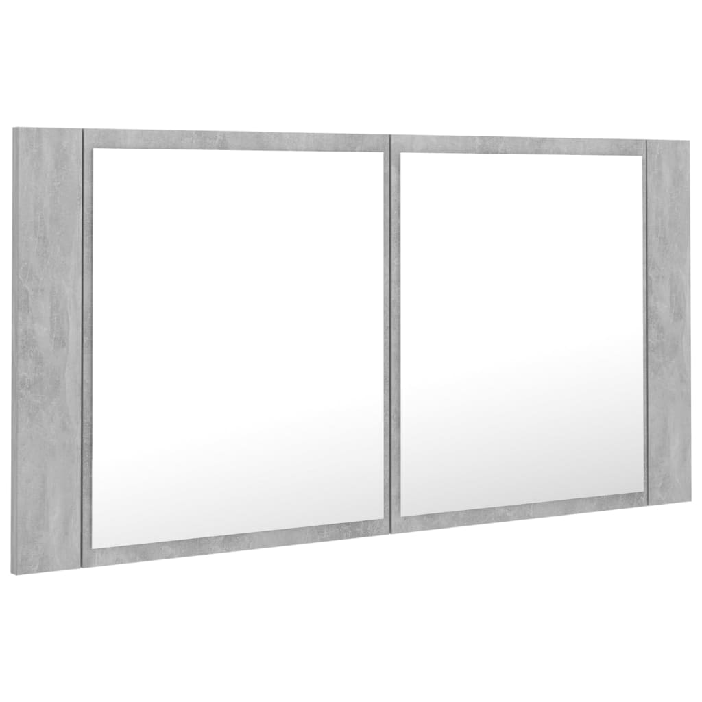 Led-Speilskap Betonggrå 90X12X45 Cm Akryl