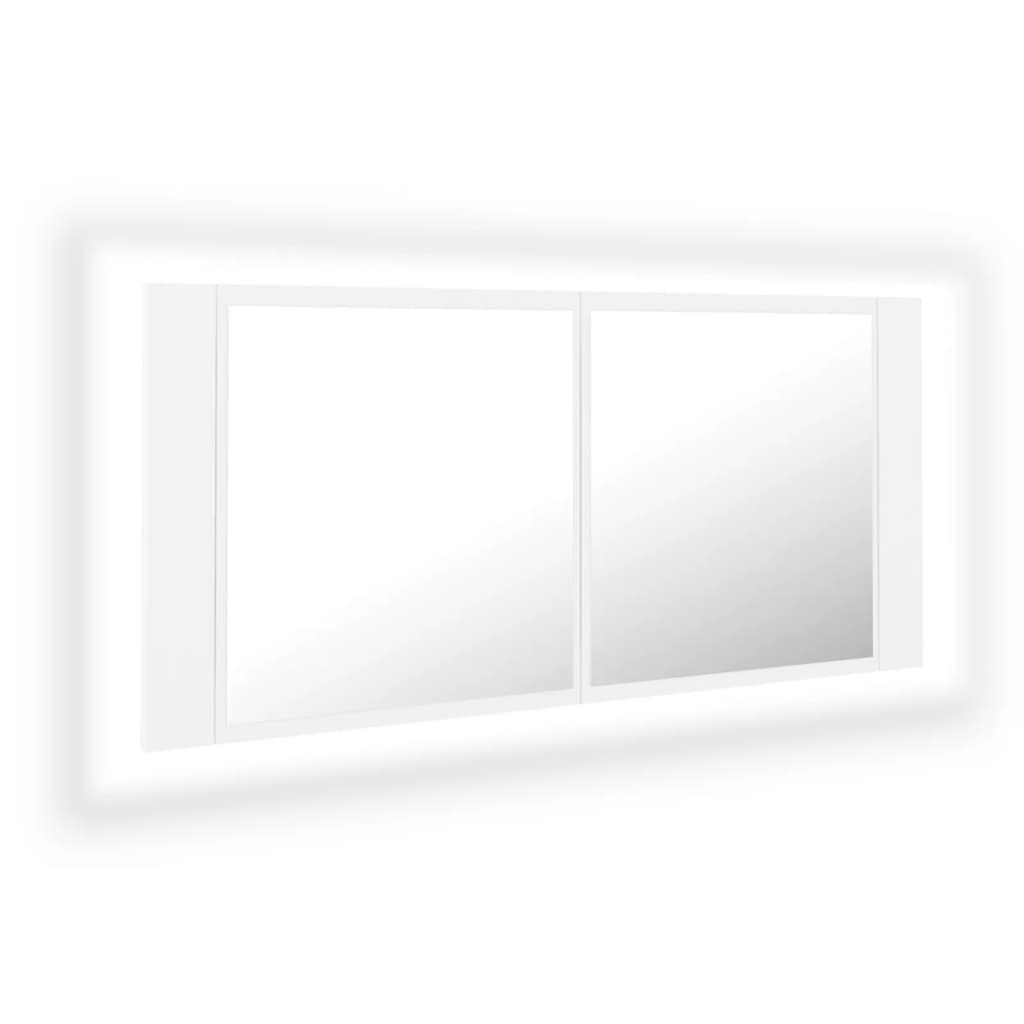 Led-Speilskap Til Baderom Hvit 100X12X45 Cm Akryl