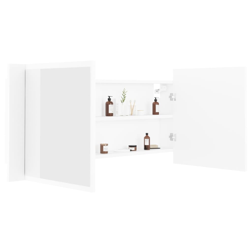 Led-Speilskap Til Baderom Hvit 100X12X45 Cm Akryl