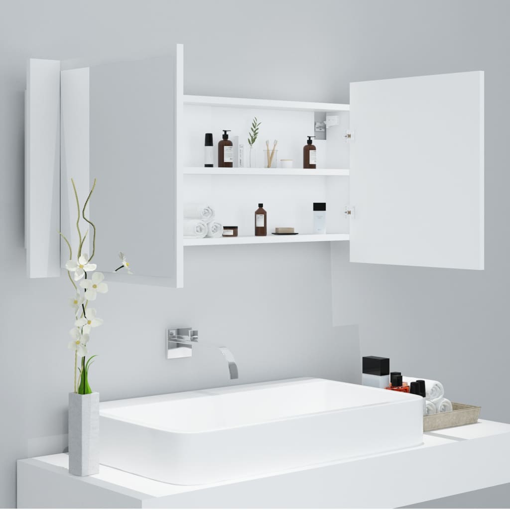 Led-Speilskap Til Baderom Hvit 100X12X45 Cm Akryl
