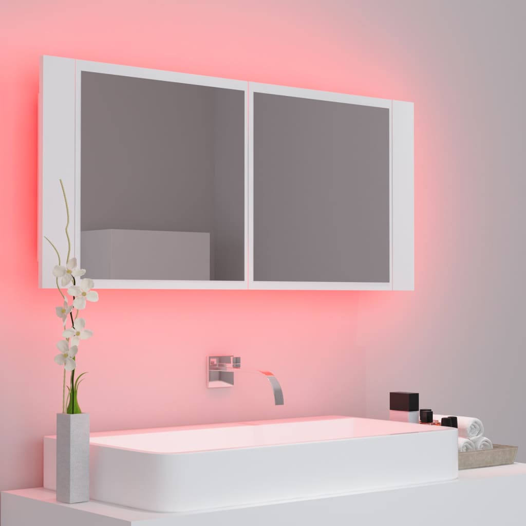Led-Speilskap Til Baderom Hvit 100X12X45 Cm Akryl