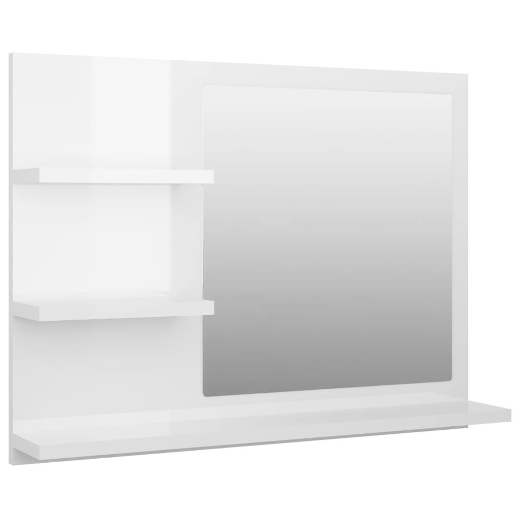 Baderomsspeil Høyglans Hvit 60X10,5X45 Cm Konstruert Tre