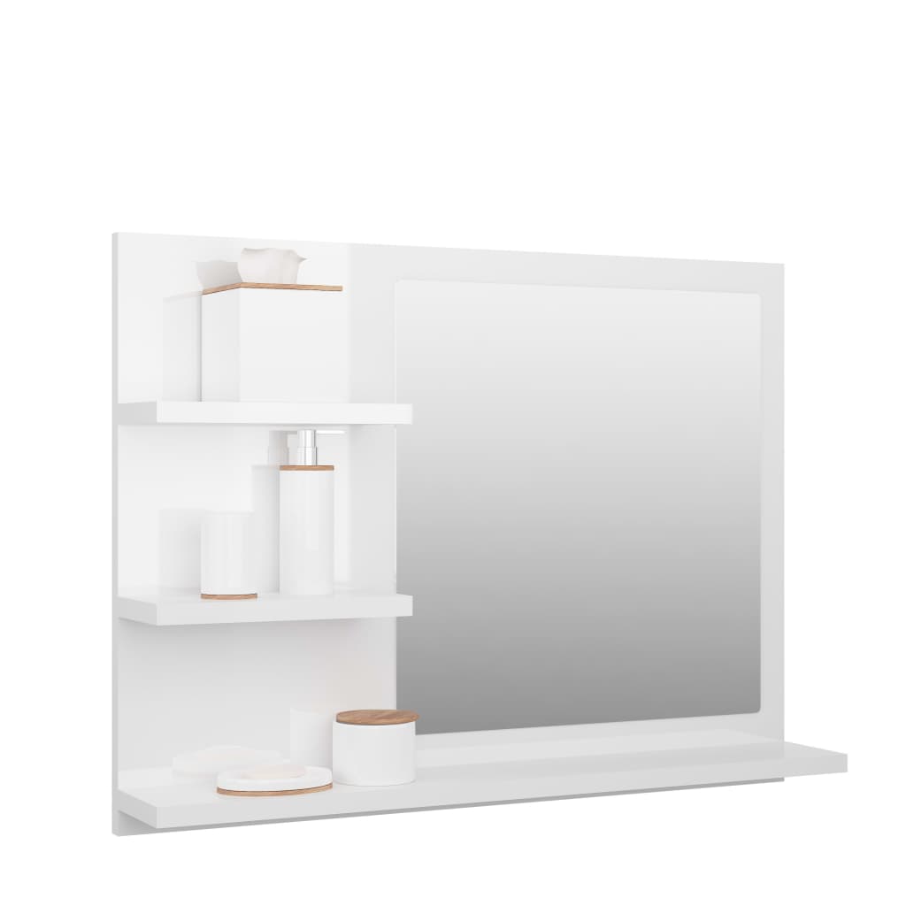 Baderomsspeil Høyglans Hvit 60X10,5X45 Cm Konstruert Tre