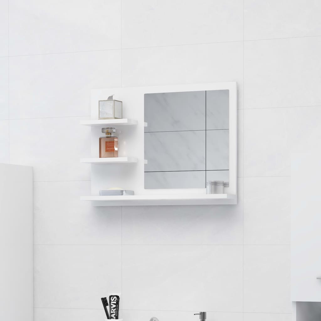 Baderomsspeil Høyglans Hvit 60X10,5X45 Cm Konstruert Tre