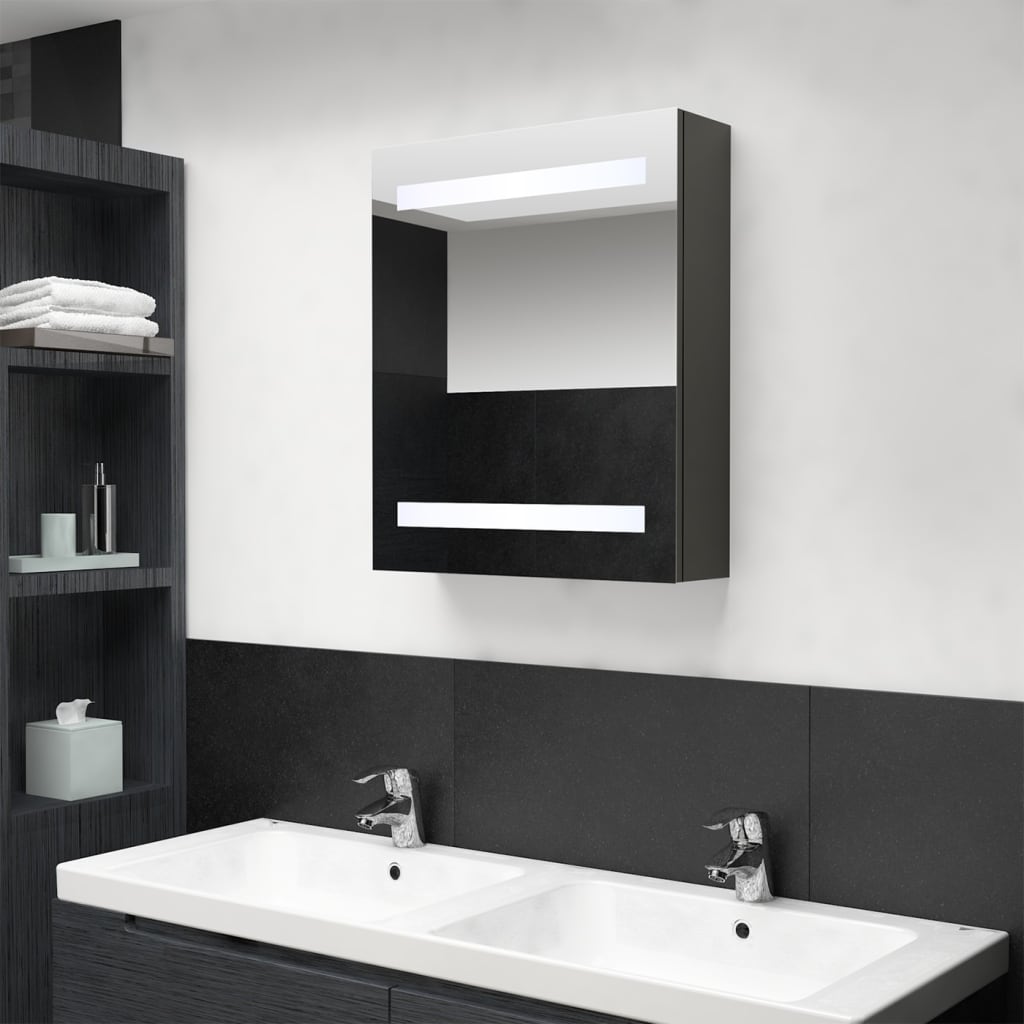 Led-Speilskap Til Bad Antrasitt 50X14X60 Cm