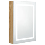 Led-Speilskap Til Bad Hvit Og Eik 50X13X70 Cm