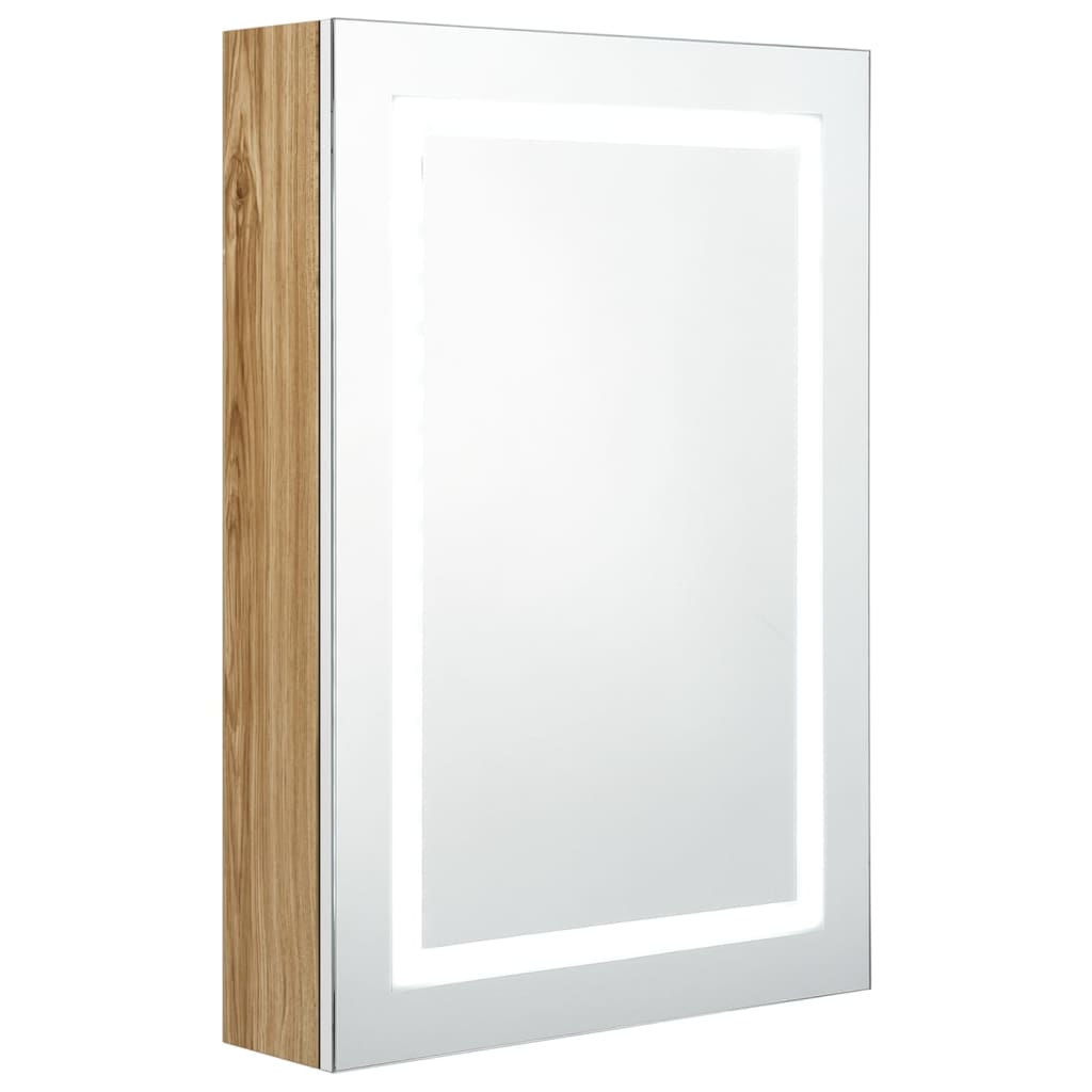 Led-Speilskap Til Bad Hvit Og Eik 50X13X70 Cm