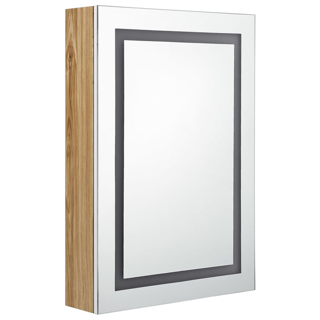 Led-Speilskap Til Bad Hvit Og Eik 50X13X70 Cm