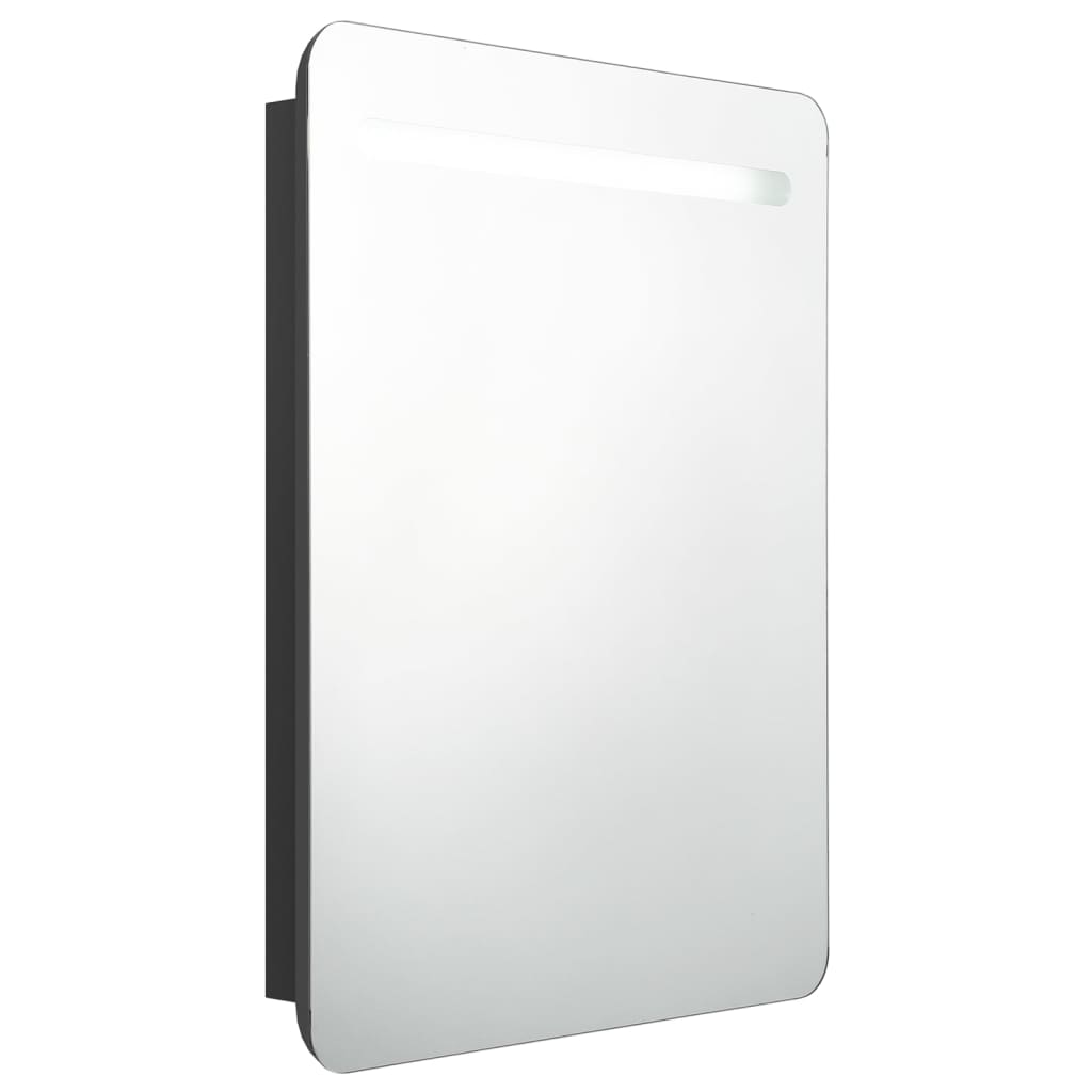 Led-Speilskap Til Bad Blank Svart 60X11X80 Cm